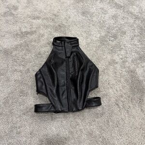 NWT KHY Faux Leather Open Back Top